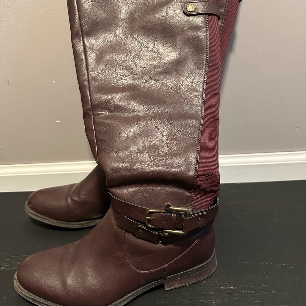 Women's Maroon Leather Boots